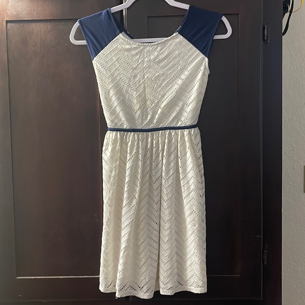 Speechless Girls White with blue sleeve dress size 14